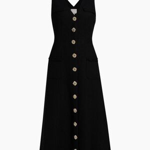 Cinq à Sept Black Maxi Dress with Gold Accents